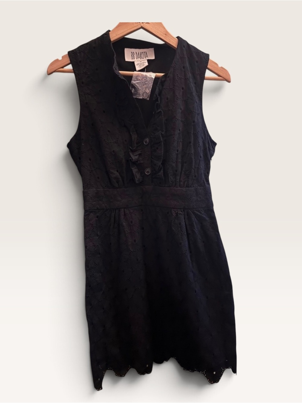 NWT BB Dakota Black Eyelet Mini Dress / Tunic ā Size 4 Boho Cottagecore